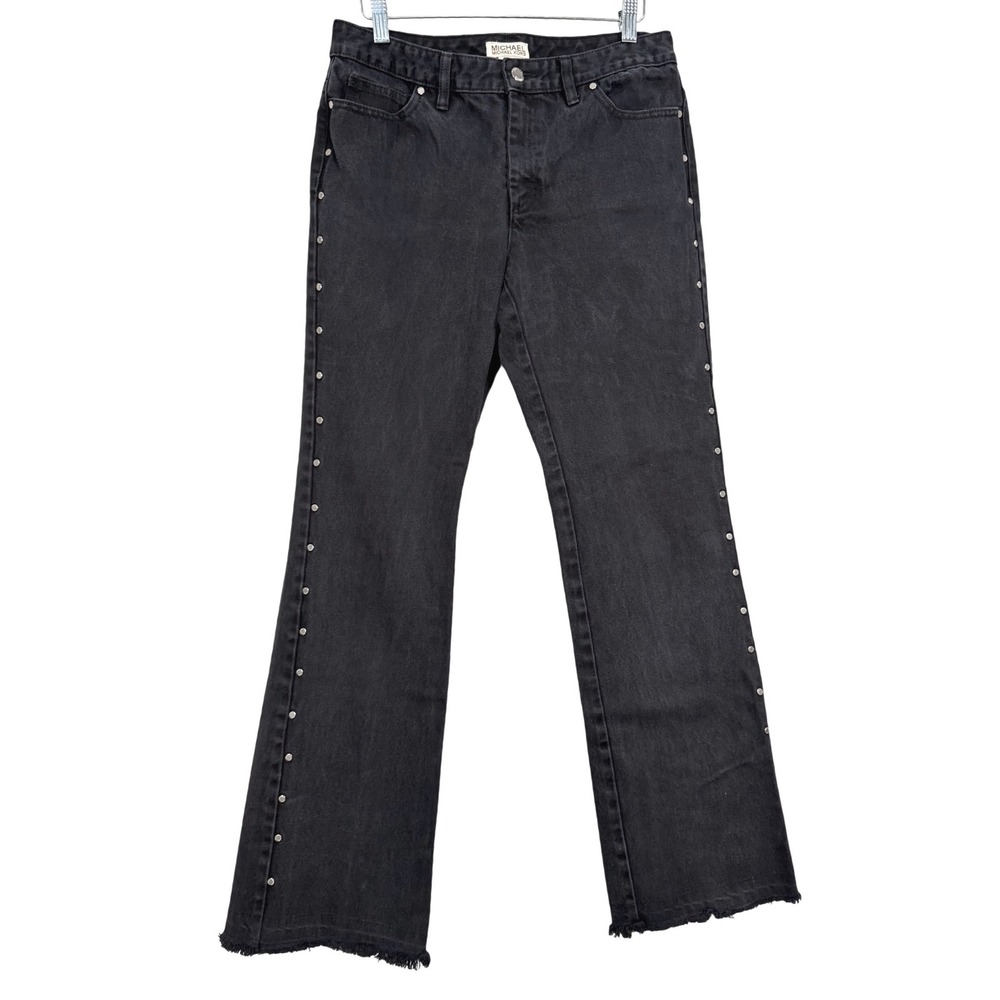 MICHAEL‎ KORS Women Dark Wash Studded Flare Denim Jeans Size 8